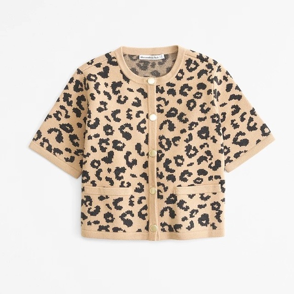 Abercrombie & Fitch Sweaters - Abercrombie Leopard LuxeLoft Short-Sleeve Cardigan, M
